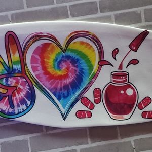 Girls Tie Dye Peace Love Nails Design Custom Face Mask